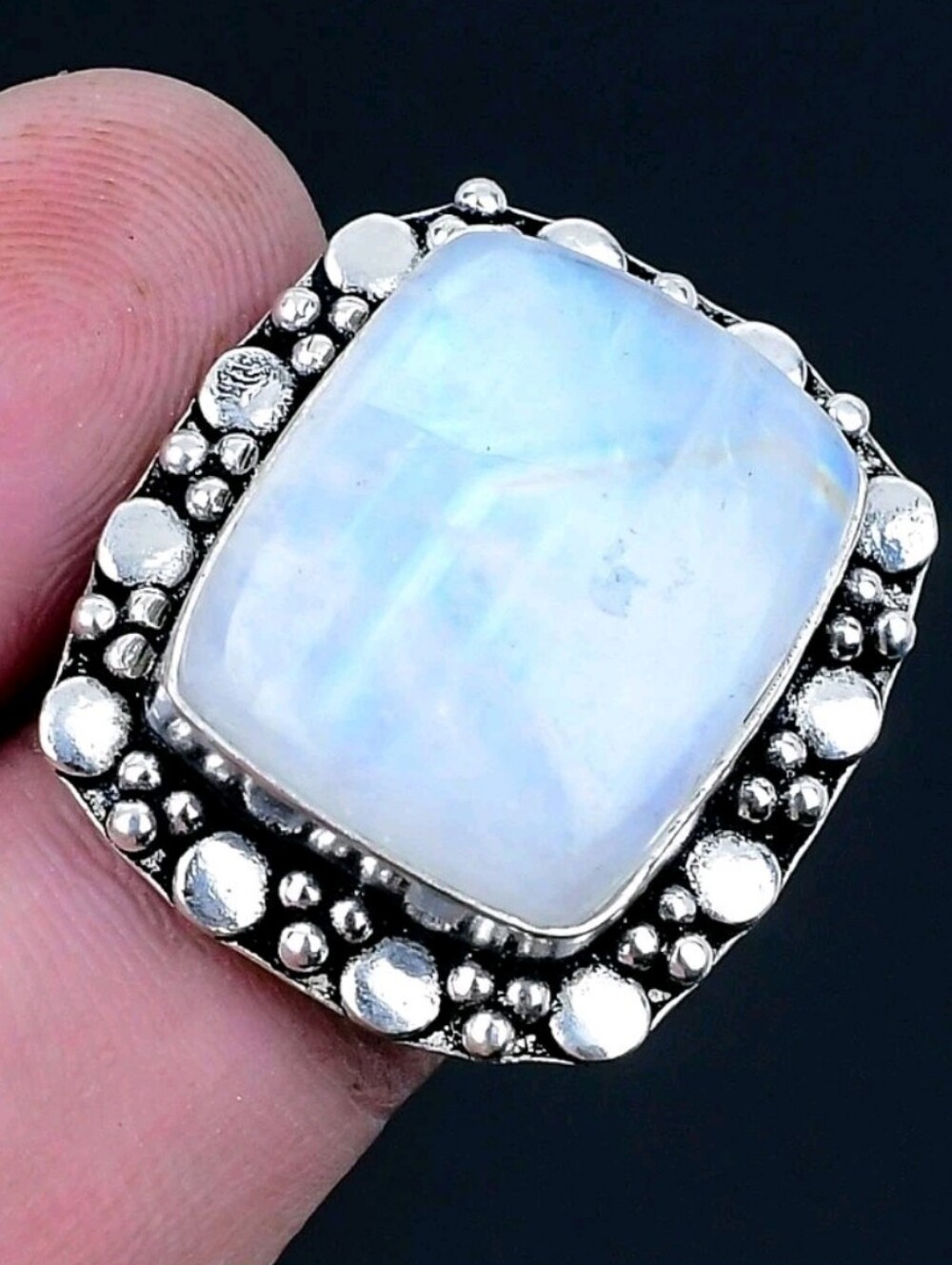 Rainbow Moonstone Gemstone Jewelry 925 Sterling Silver Handmade Ring